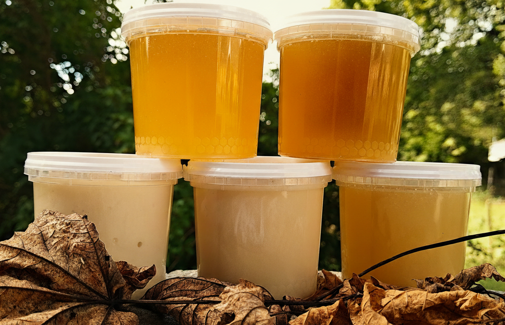 Forskellige typer af honning i glas